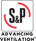 S&P logo with “Advancing Ventilation” tagline, featuring bold black and red typography, conveys the company's focus on innovative ventilation solutions.