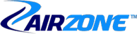 AirZone logo featuring a dynamic blue swirl, symbolizing energy and innovation in air quality solutions. Represents brand identity on the webpage.