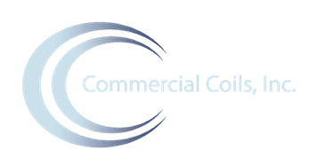 Logo of Commercial Coils, Inc., featuring a stylized design with curved lines and the company name in modern font. Represents branding for coil manufacturing services.